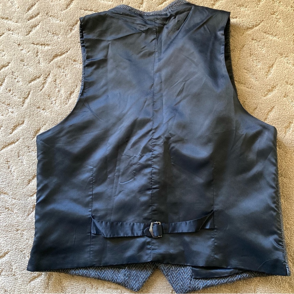 Men's Banana Republic Vest Herringbone Grey Wool/poly blend XXL - Picture 2 of 5